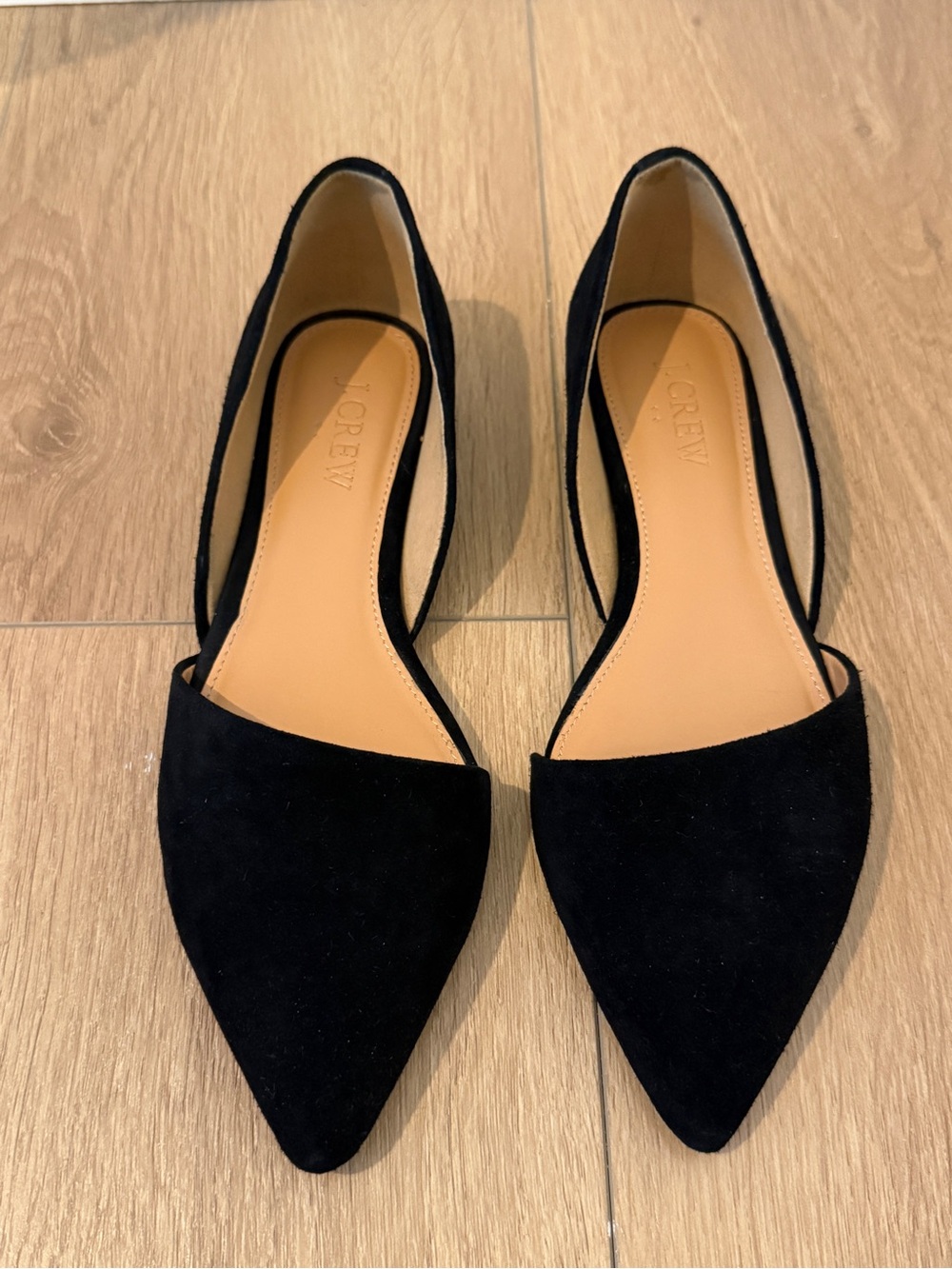 J. Crew Factory Black Zoe Suede D’orsay Flats Size 5.5